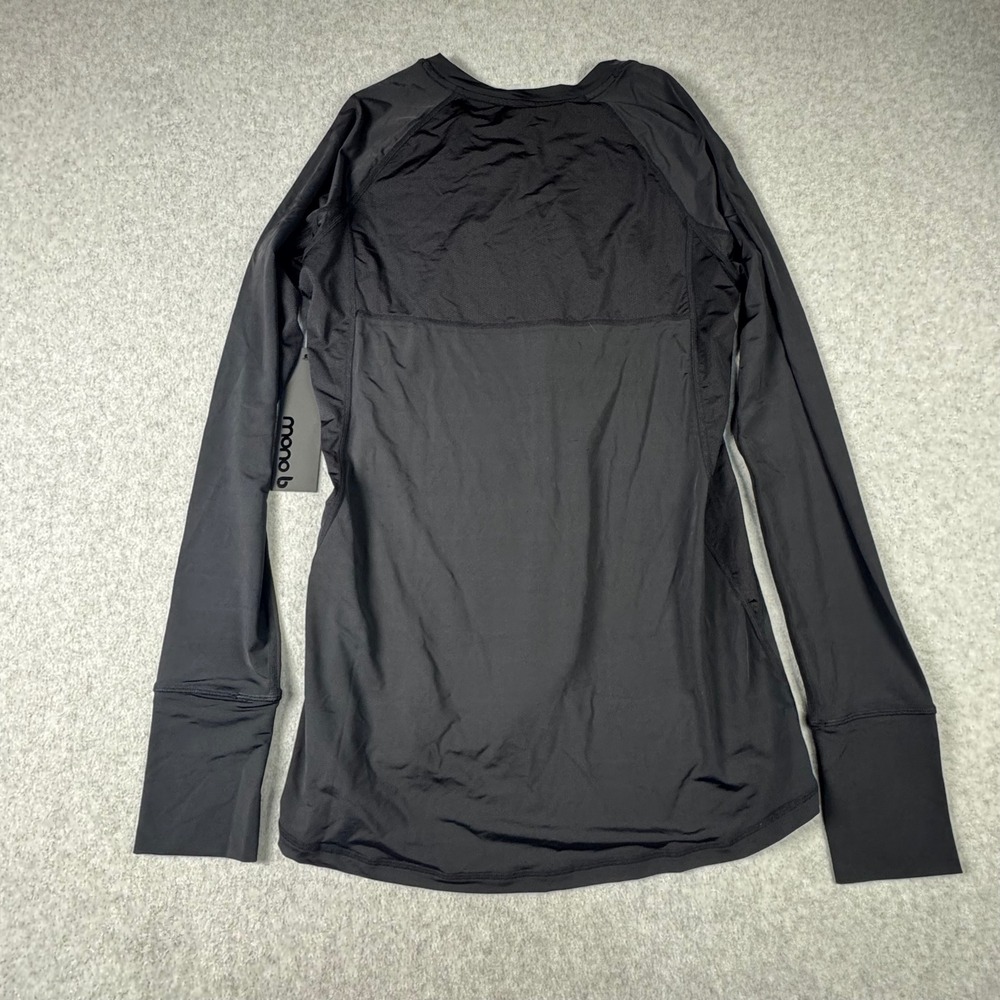 Mono B Womens Black Long Sleeve Activewear Top Mesh Back Thumbholes AT-A0436 L - Picture 5 of 6